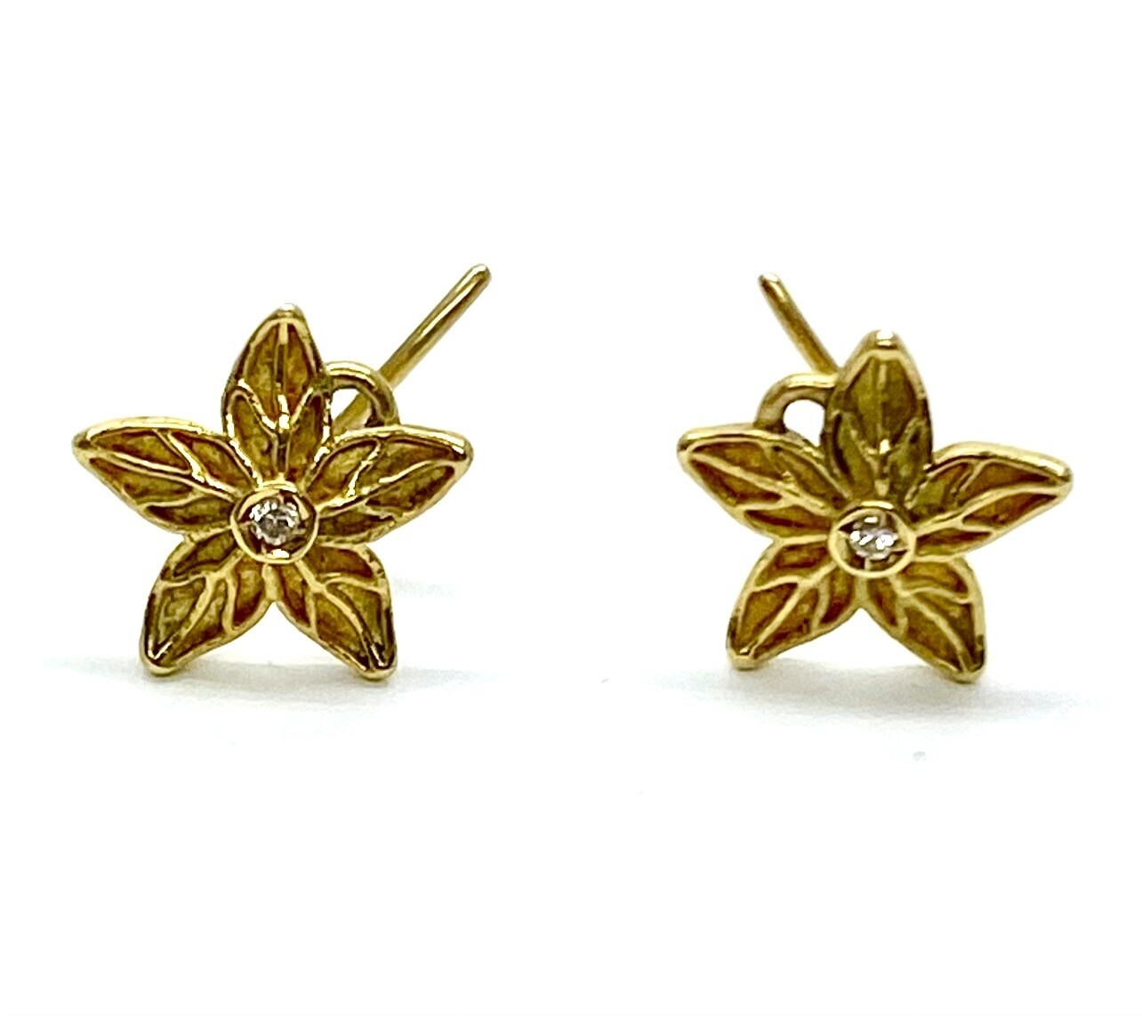 Estate Gold Flower Earrings