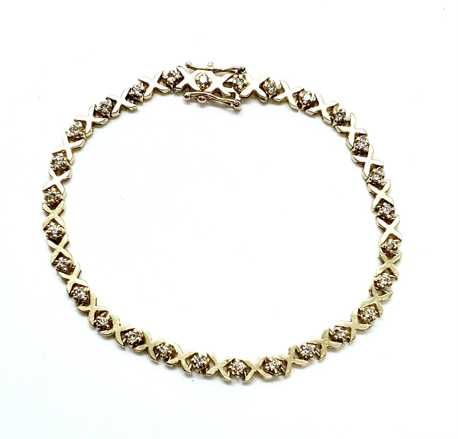 Estate Yellow Gold and Diamond "X" Bracelet