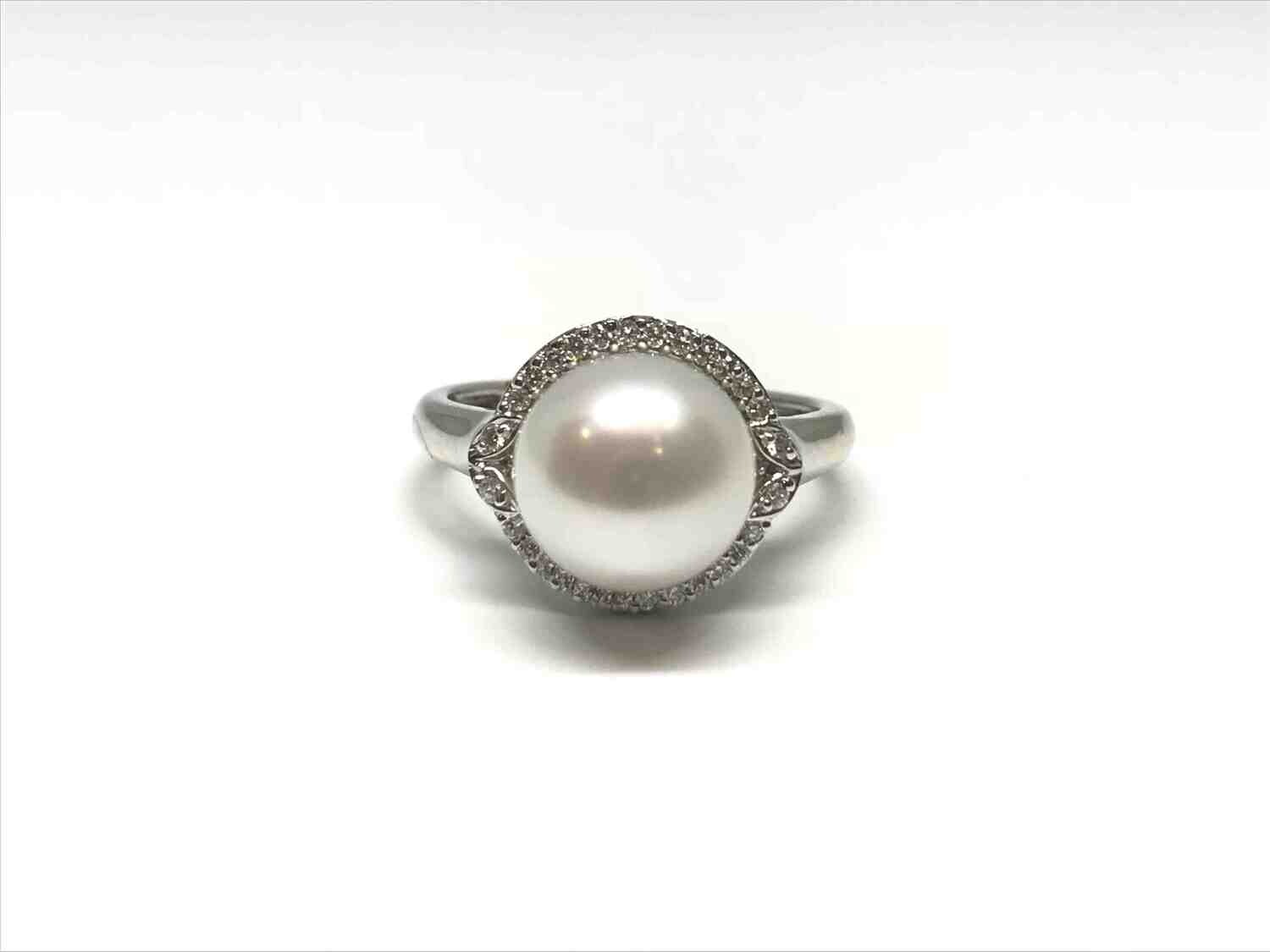 Estate Pearl and Diamond Ring