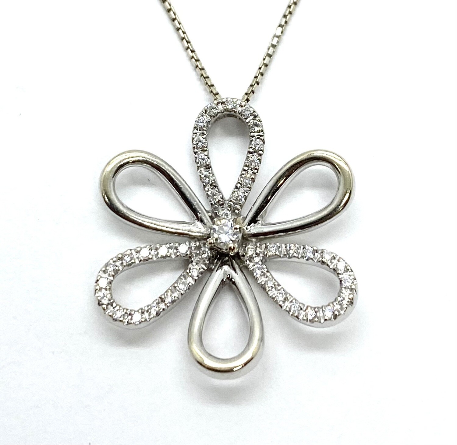 Diamond Flower Pendant on Chain