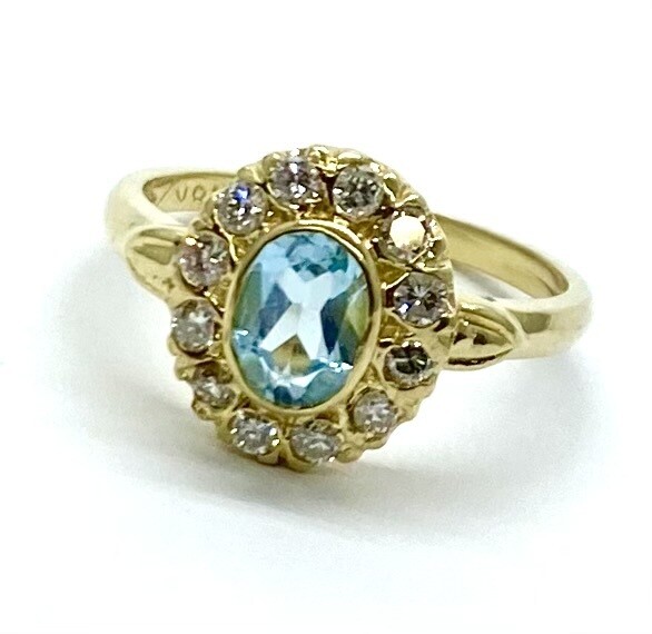 Blue Topaz and Diamond Ring