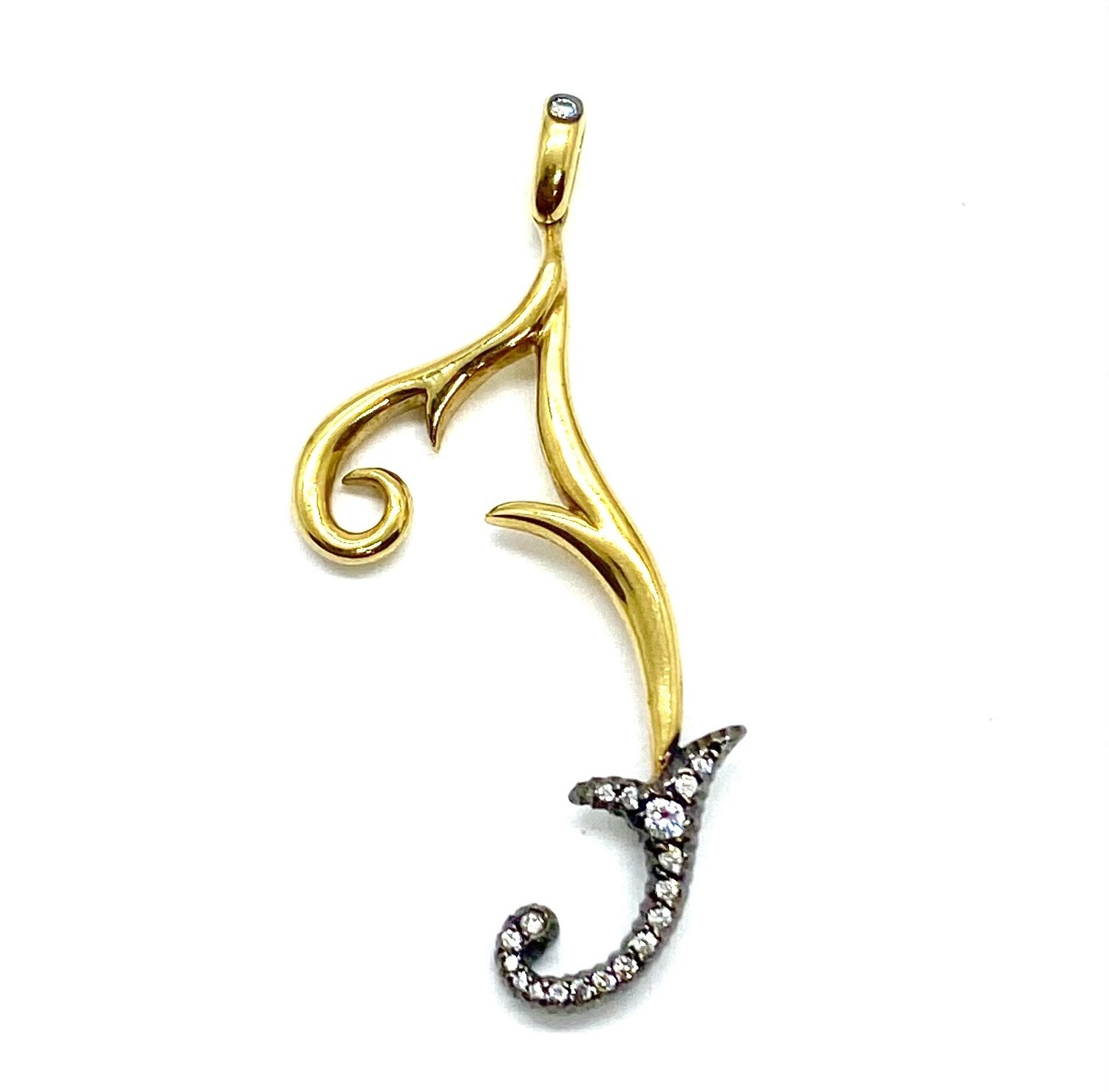 "J" Pendant in Gold and Diamond