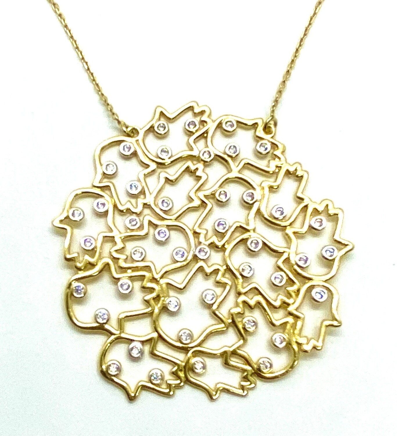 Hamsa desing Necklace with Cubic Zirconia Diamonds