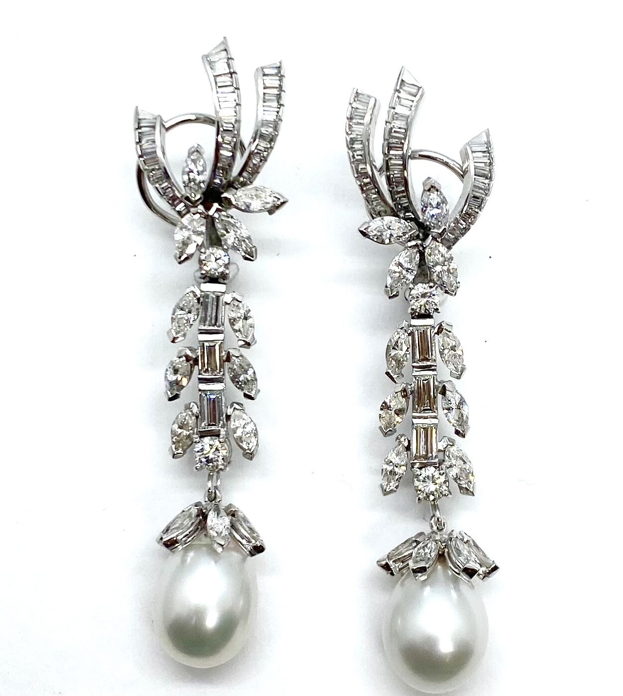 Platinum South Sea Pearl & Diamond Earrings