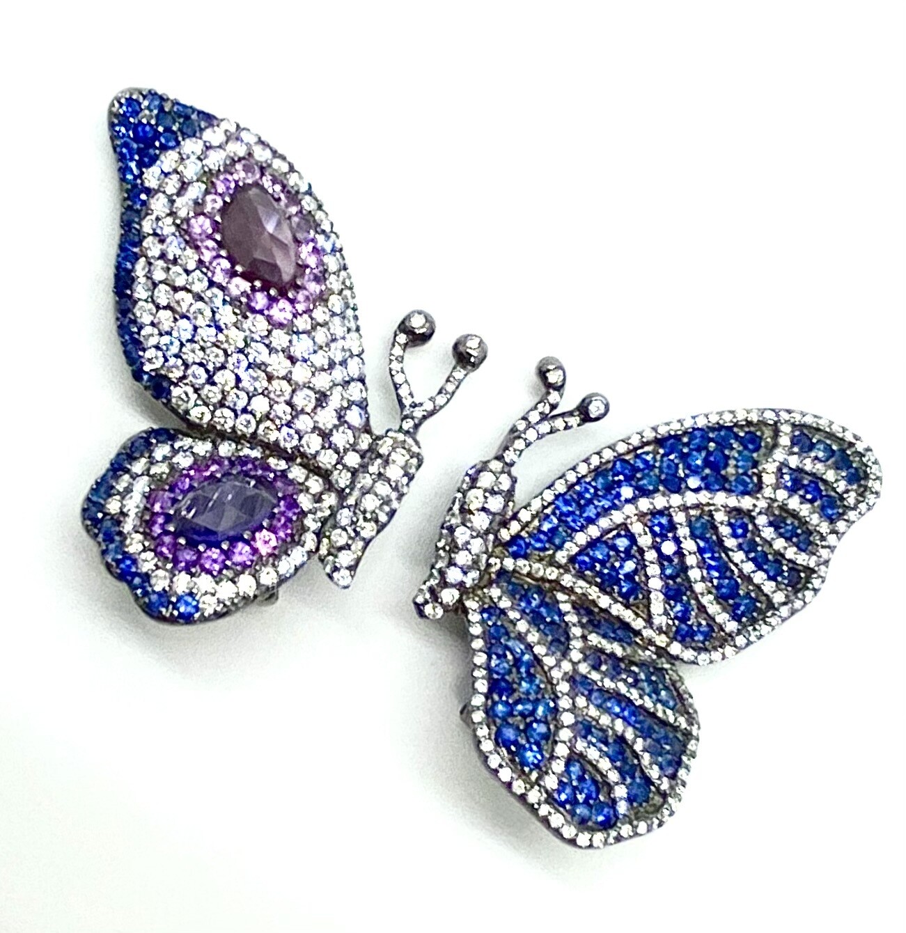 Sapphire, Diamond and Color Stone Butterfly Earrings