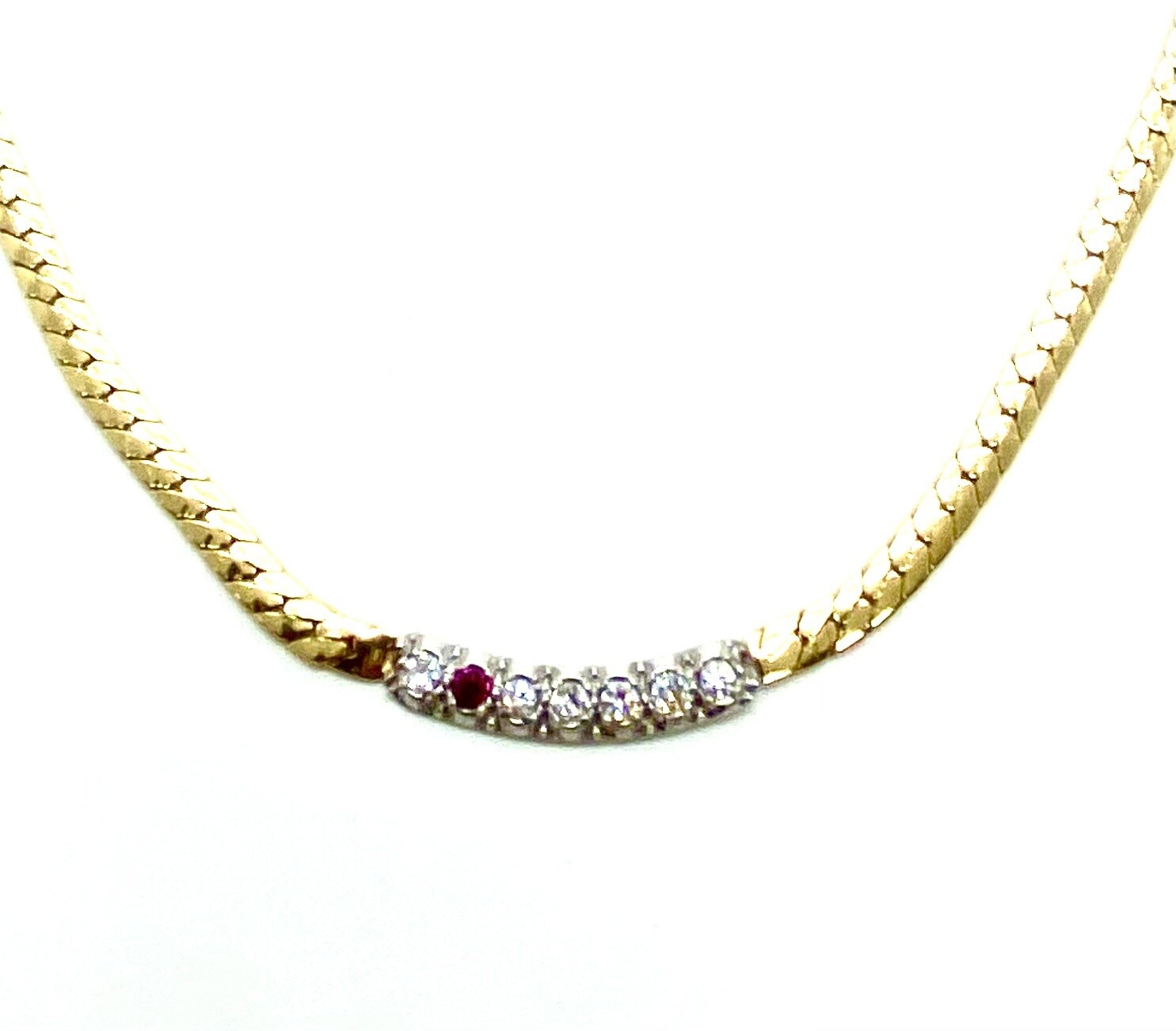 Ruby and Diamond Necklace in Yellow Gold