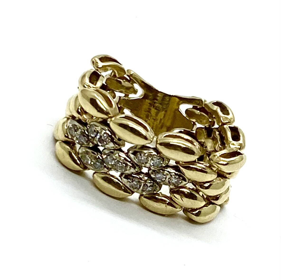 Estate Yellow Gold and Diamond Flexible Ring