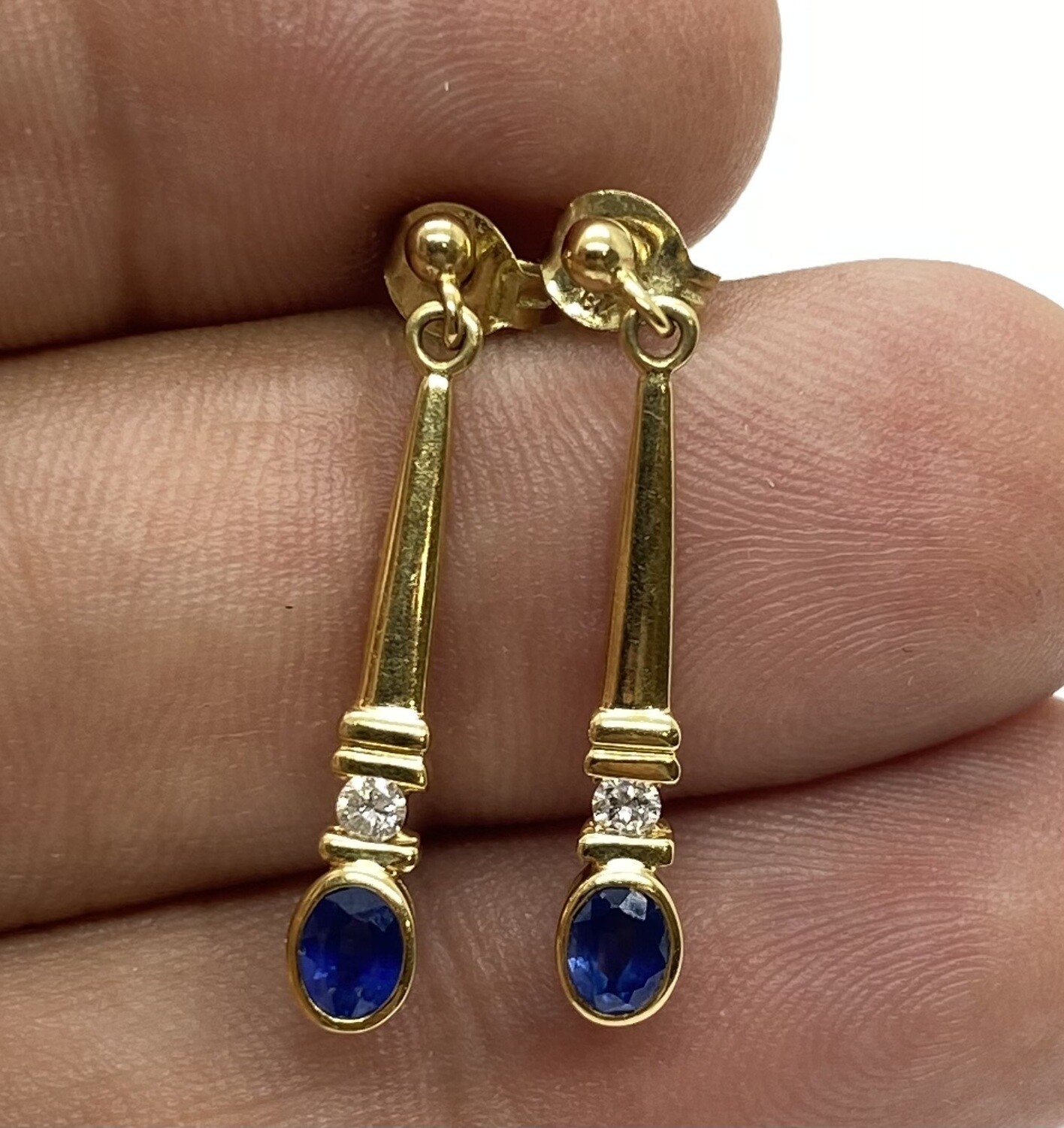 Blue Sapphire and Diamond Earrings