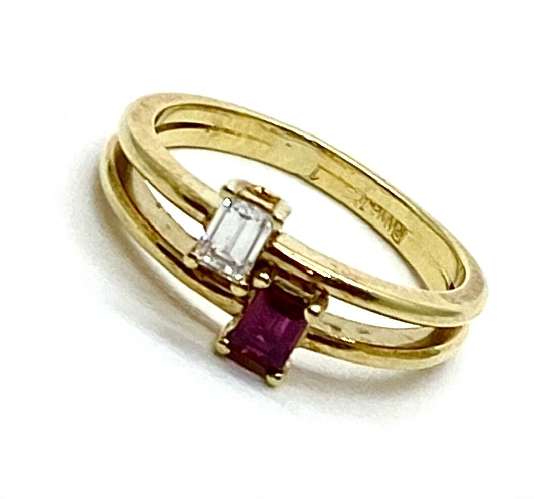 Estate Ruby and Diamond Ring set in Gold