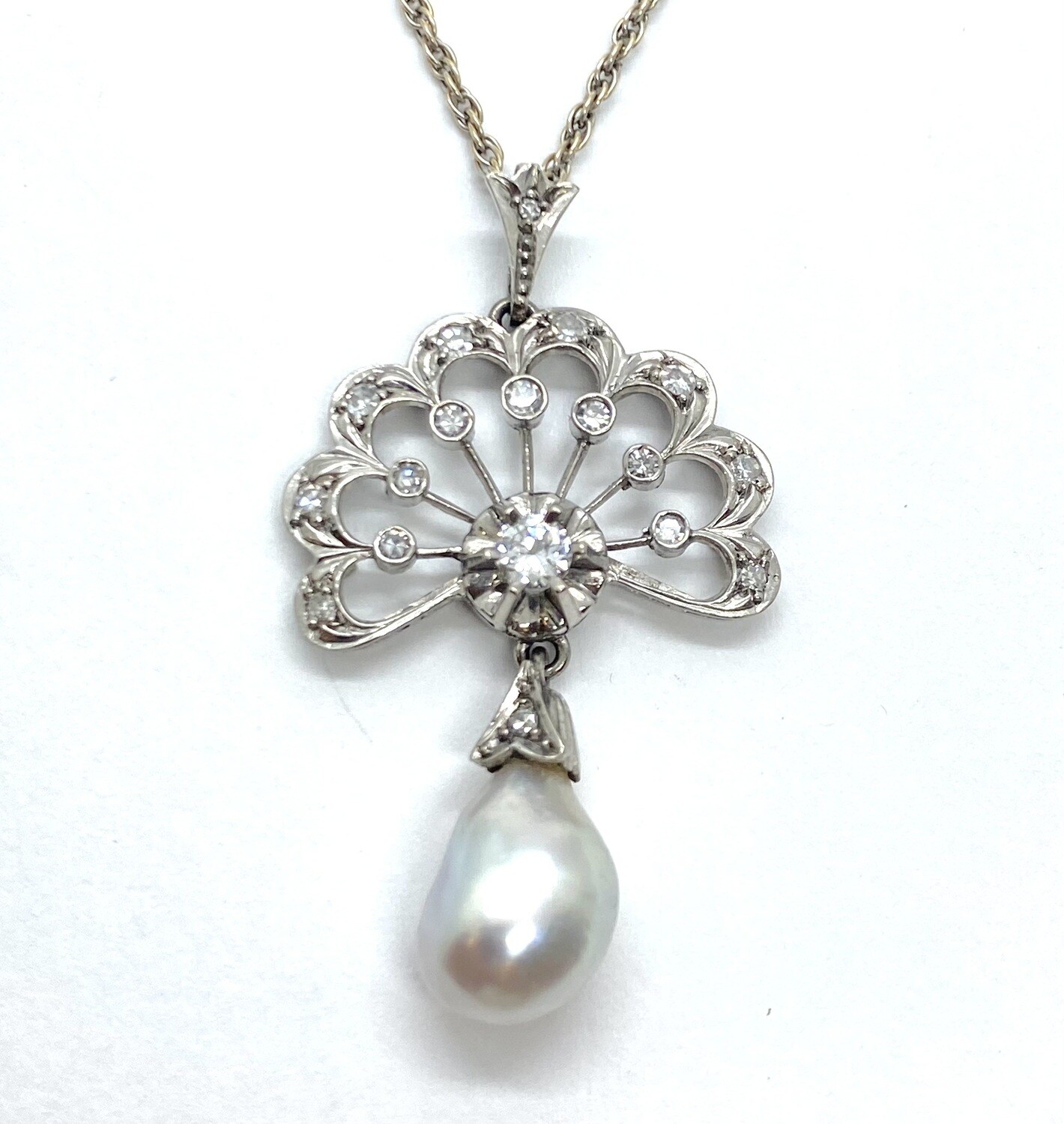Baroque Pearl and Diamond Pendant