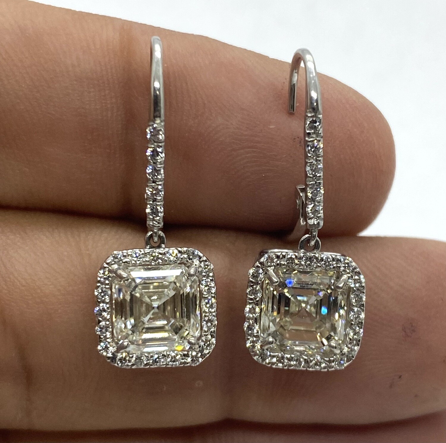 Asher cut Diamond Earrings in Platinum