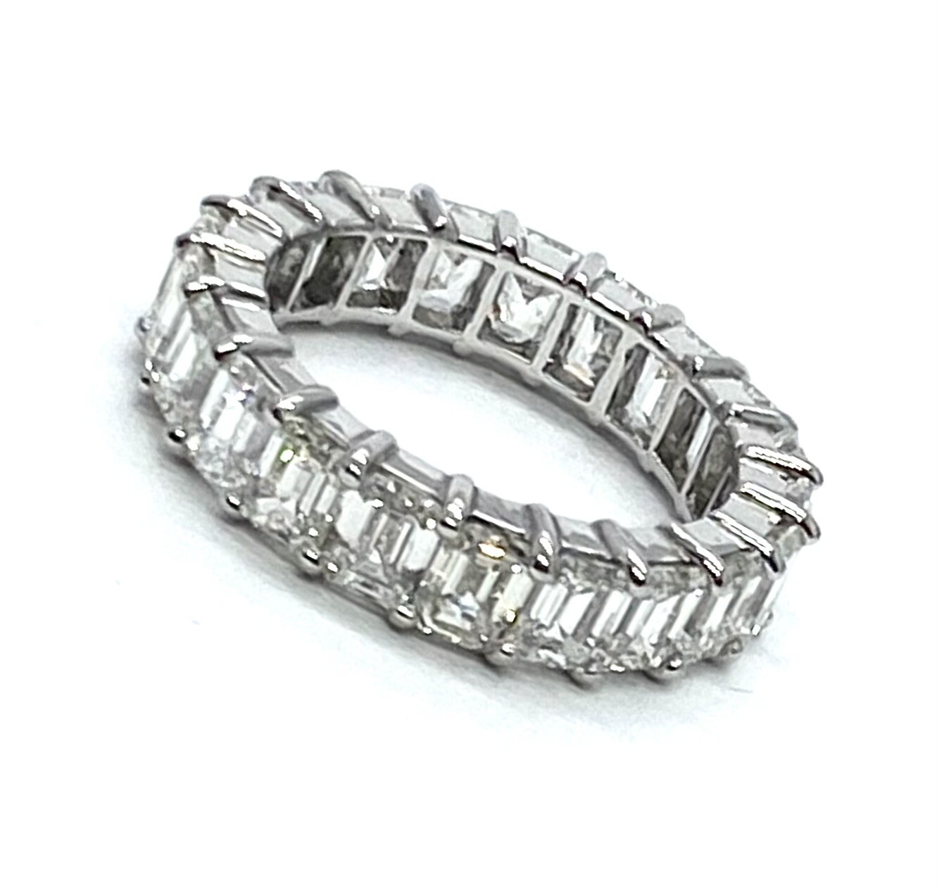 Emerald cut Diamond Eternity Band in Platinum