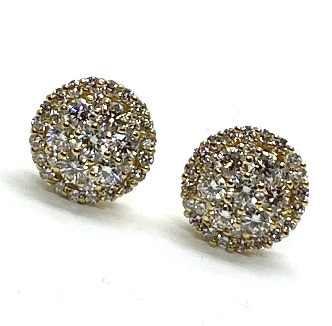 Diamond cluster Earrings set in 14K Yellow Gold