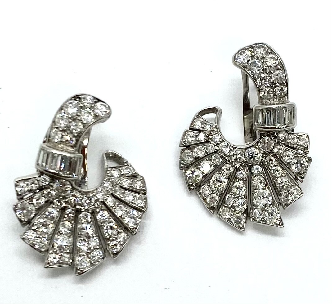 Art Deco Platinum and Diamond Earrings