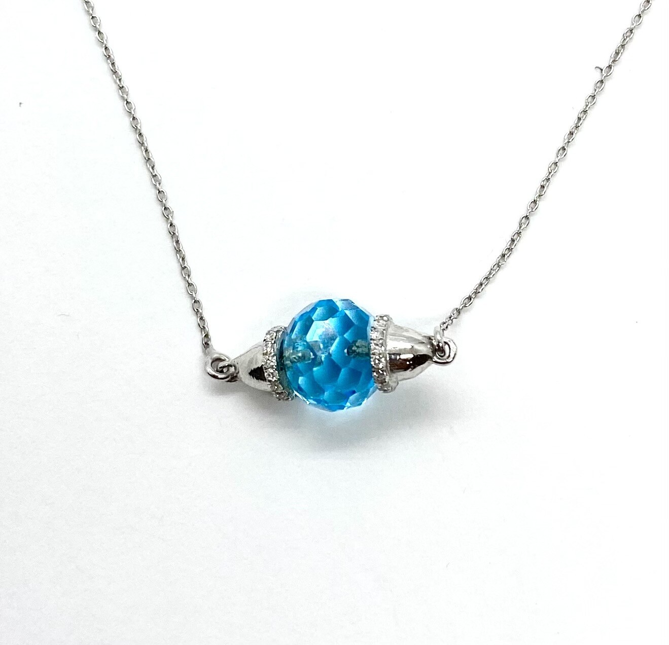 Blue Topaz Diamond Gold Necklace
