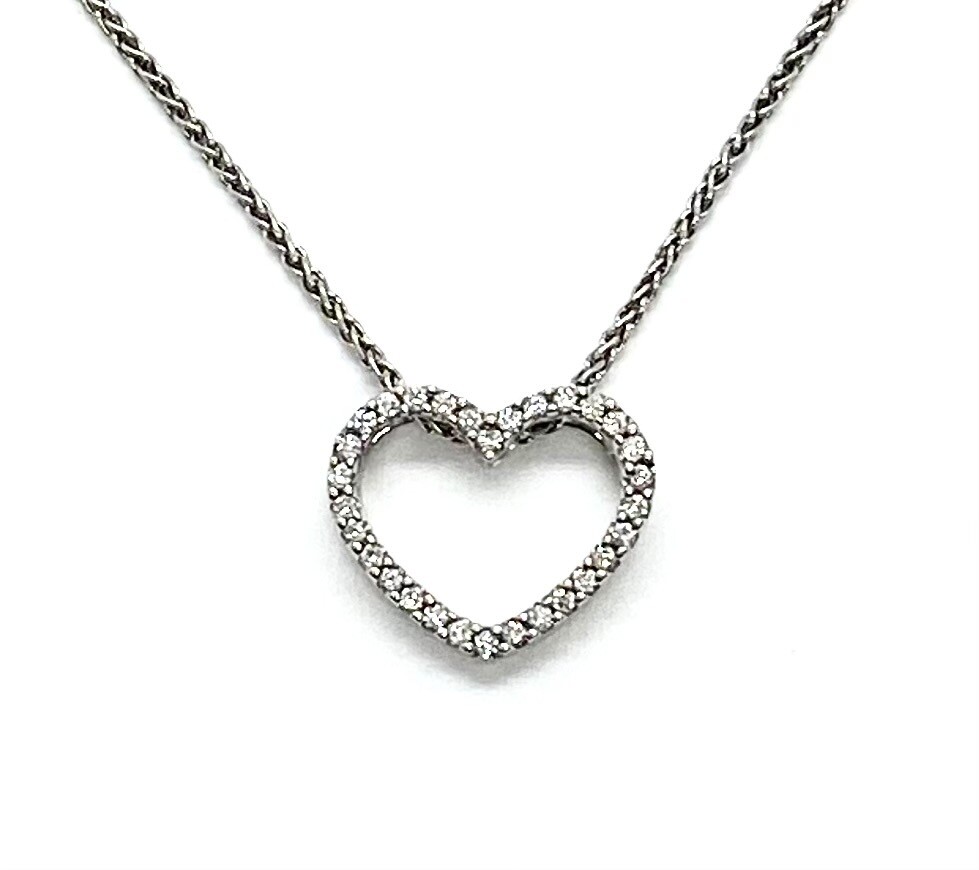 Heart Diamond and Gold Pendant Necklace