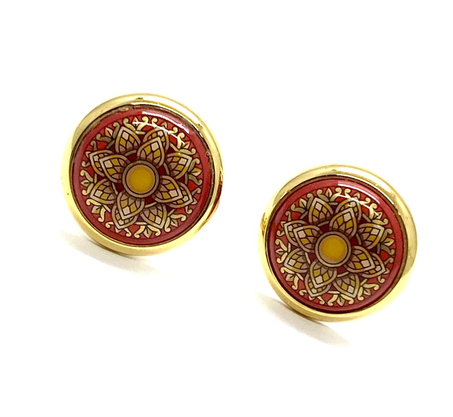 HERMES Earrings Enamel in Plated Gold
