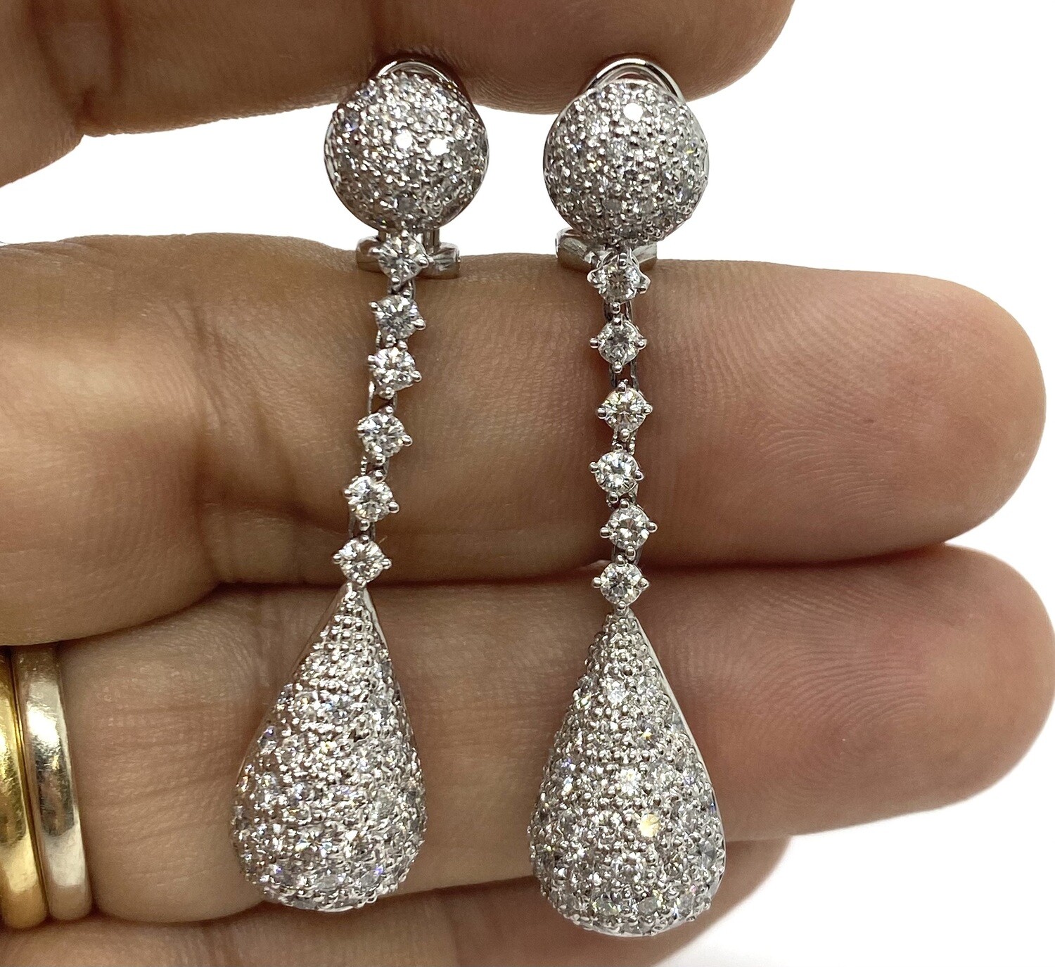 Estate Pave Diamond Drop Earrings