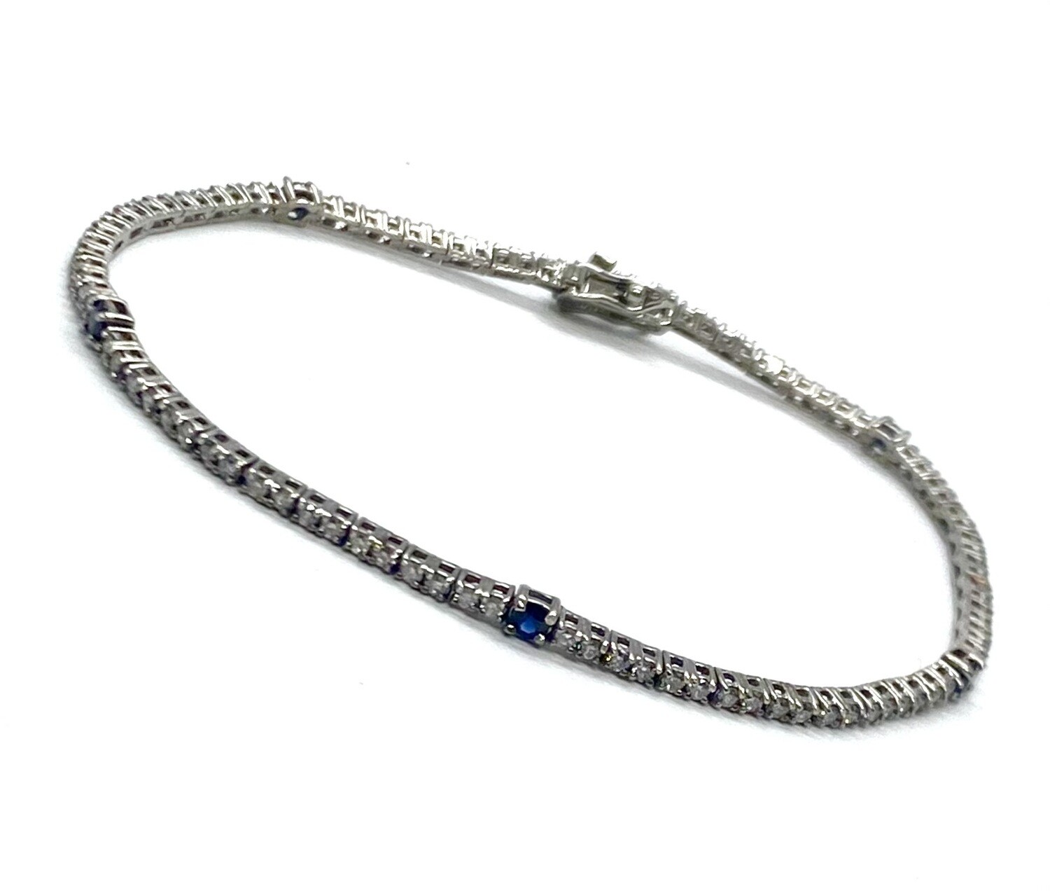 Sapphire and Diamond Bracelet in White Gold
