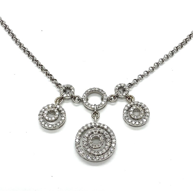 Estate 3-station Circle Diamond Necklace Estate 3-station Circle Diamond Necklace