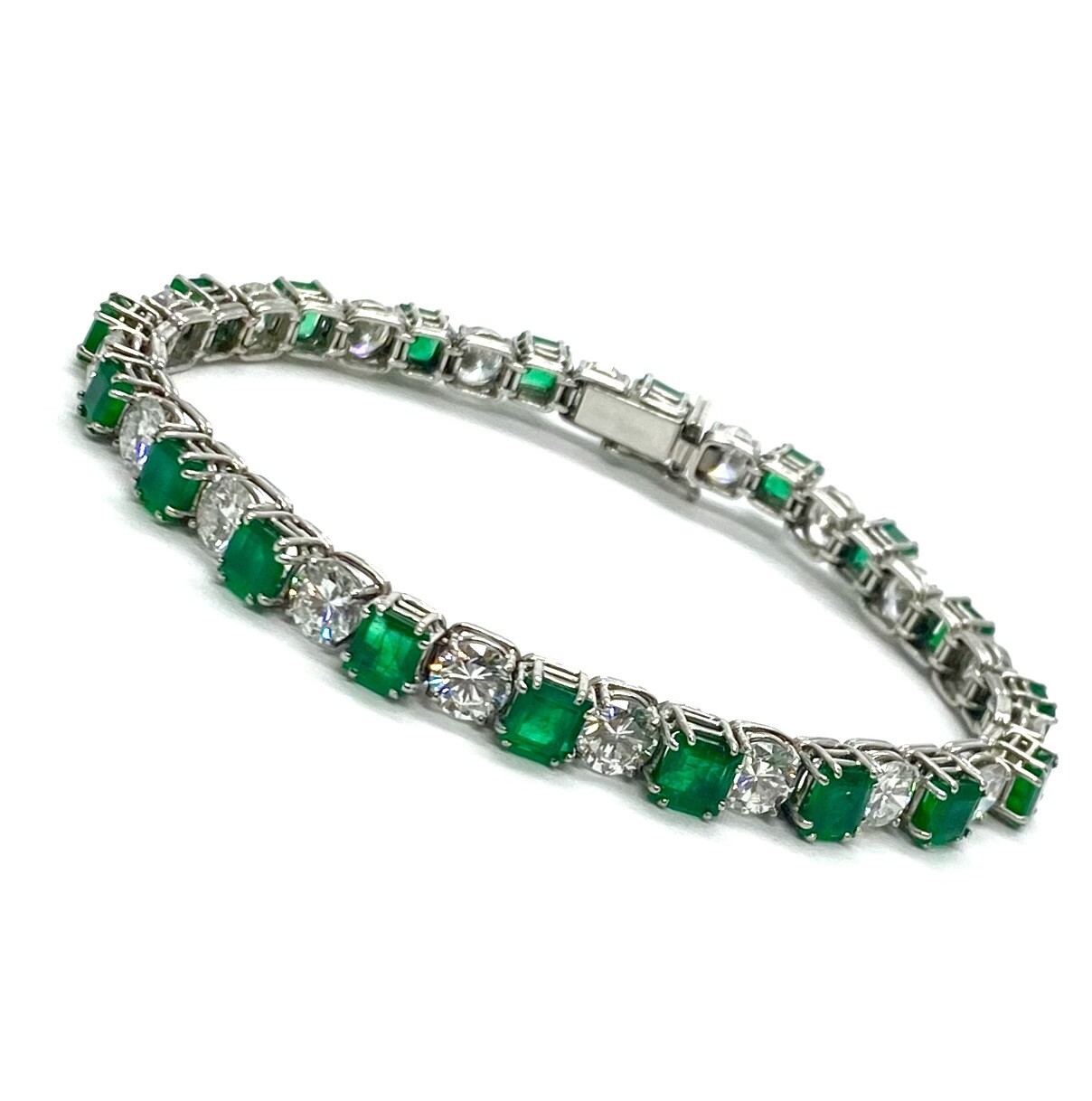 Platinum Emerald and Diamond Bracelet