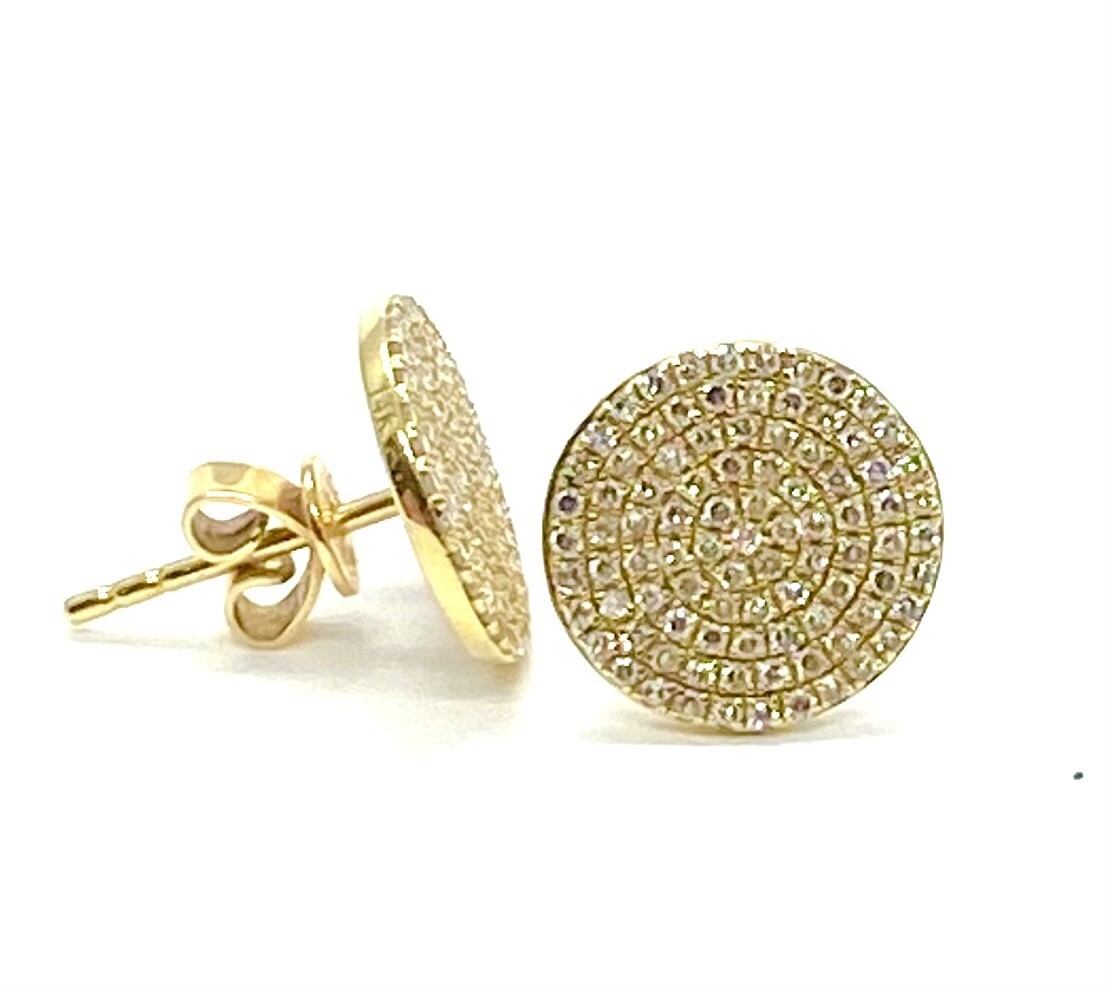 Gold and Diamond Disk Earrings