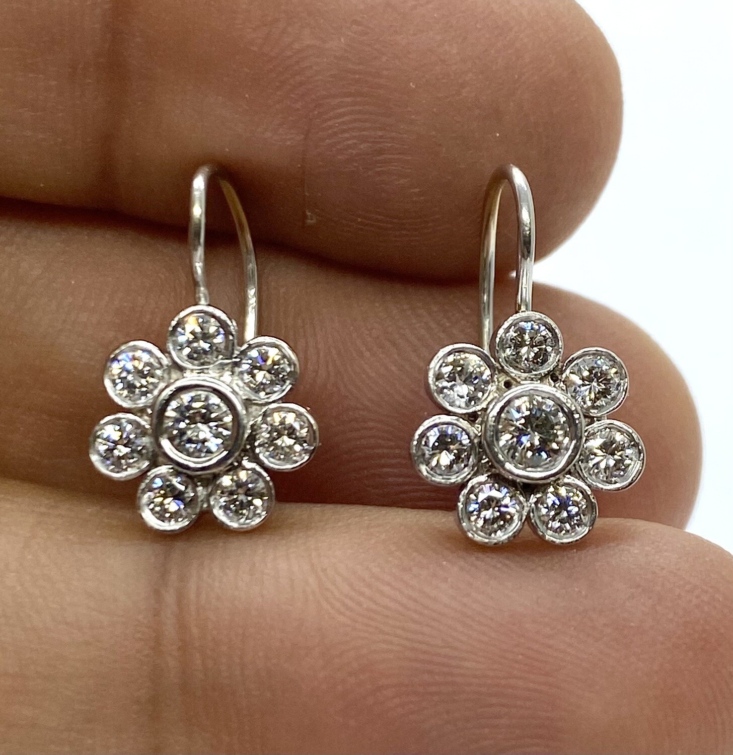 Gold and Diamond Flower Earrings