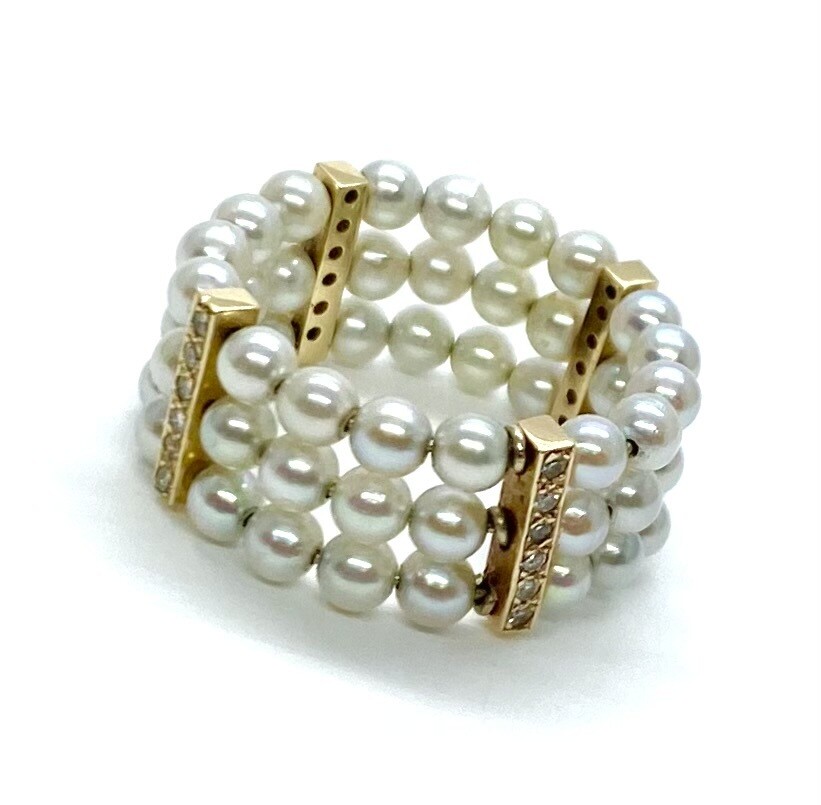 Seed Pearl and Diamond Ring