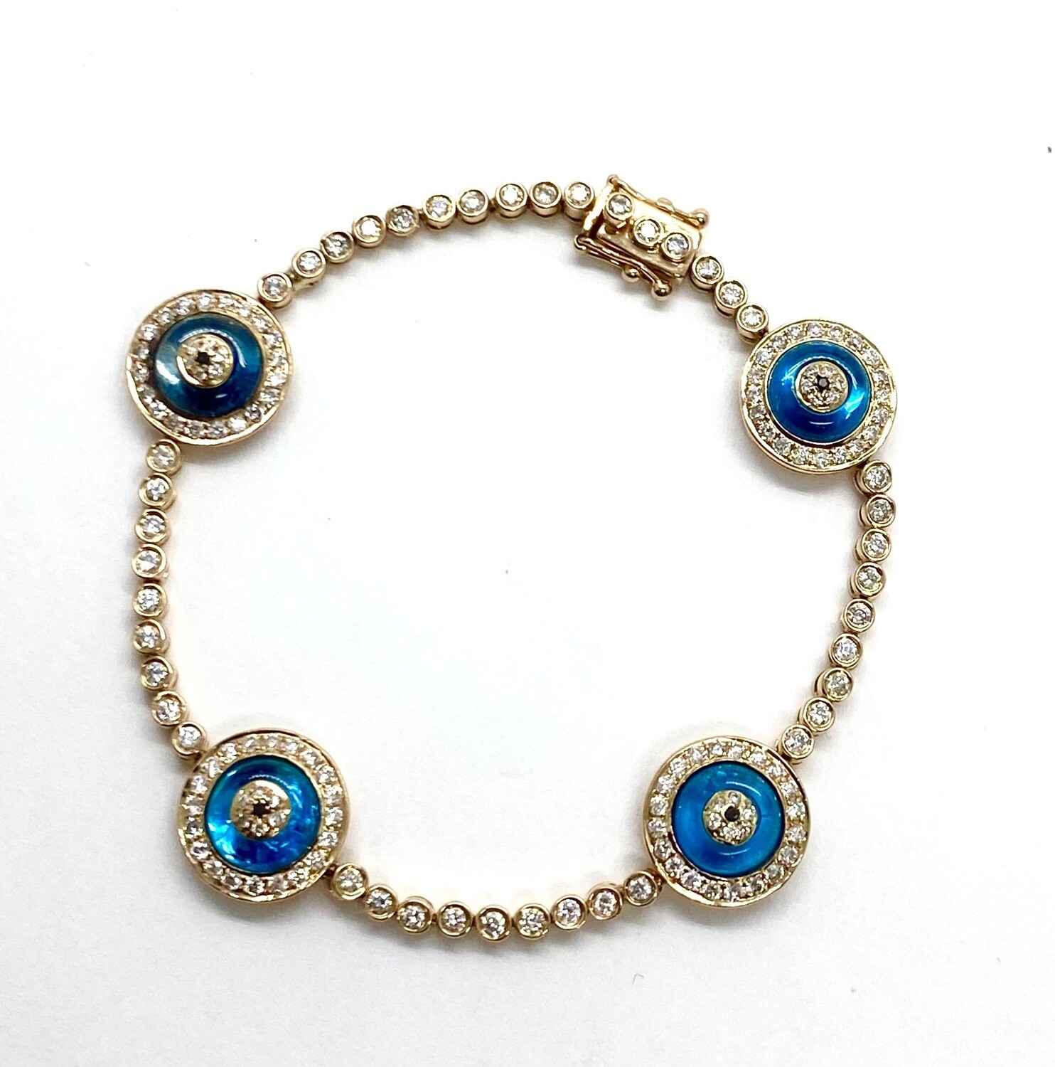 Diamond and Gold Blue Evil Eye Bracelet