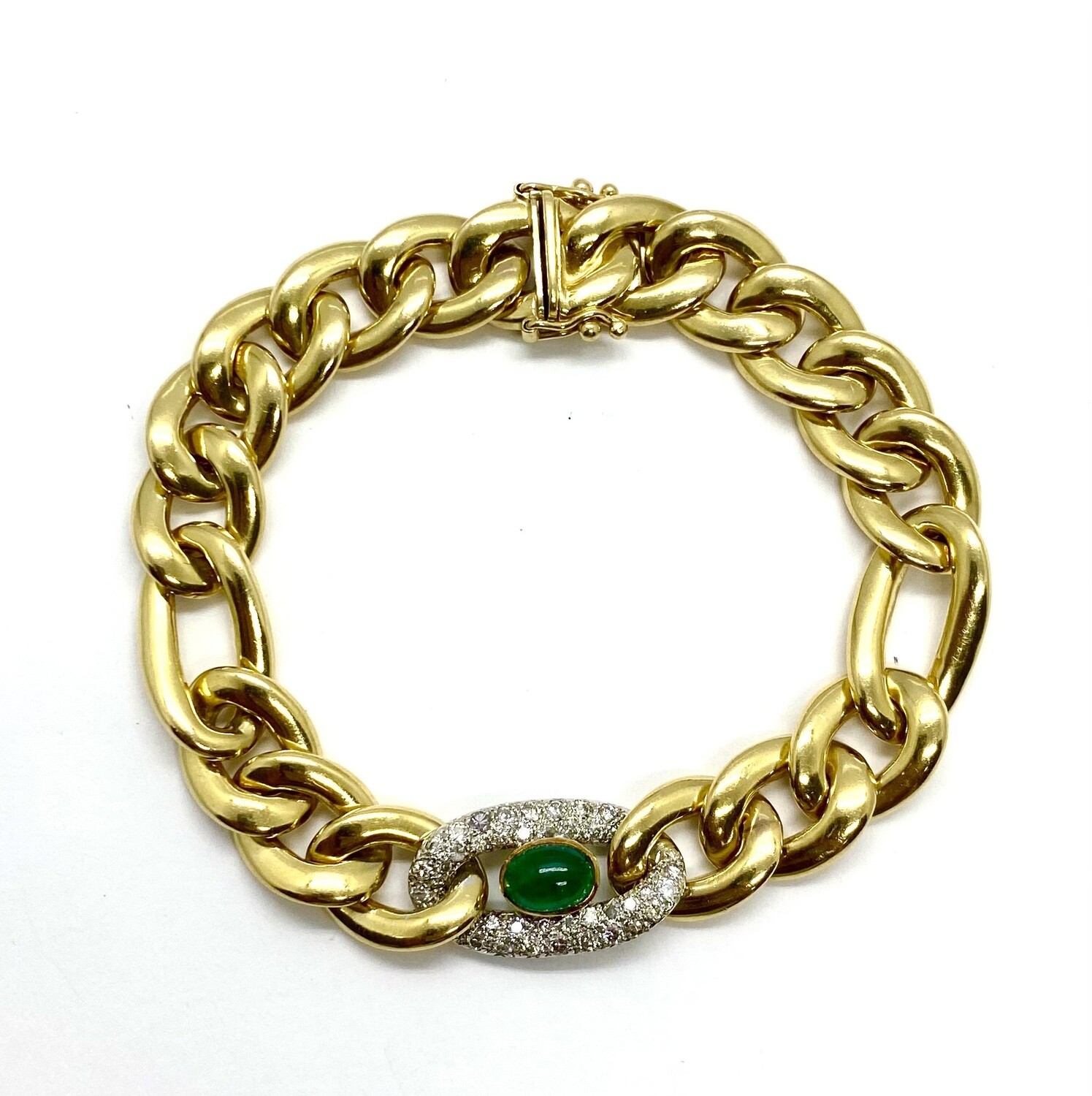 Solid Gold Emerald and Diamond Bracelet