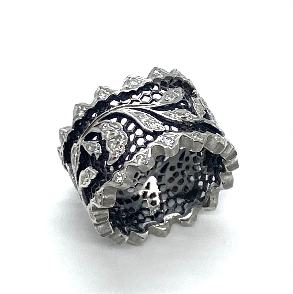 Lattice Diamond Band Ring
