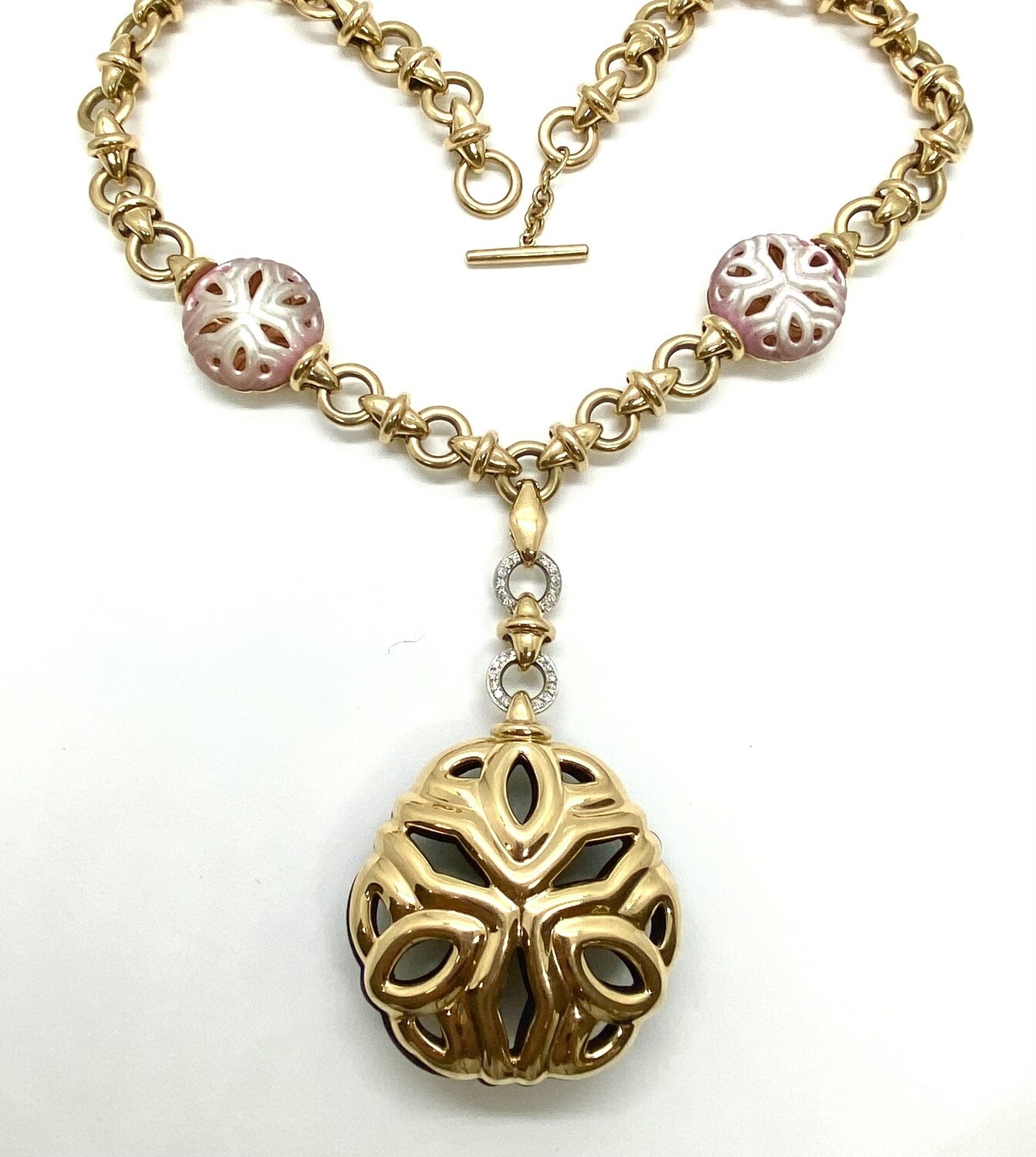 Ebony, Mother of Pearl and Diamond Necklace
