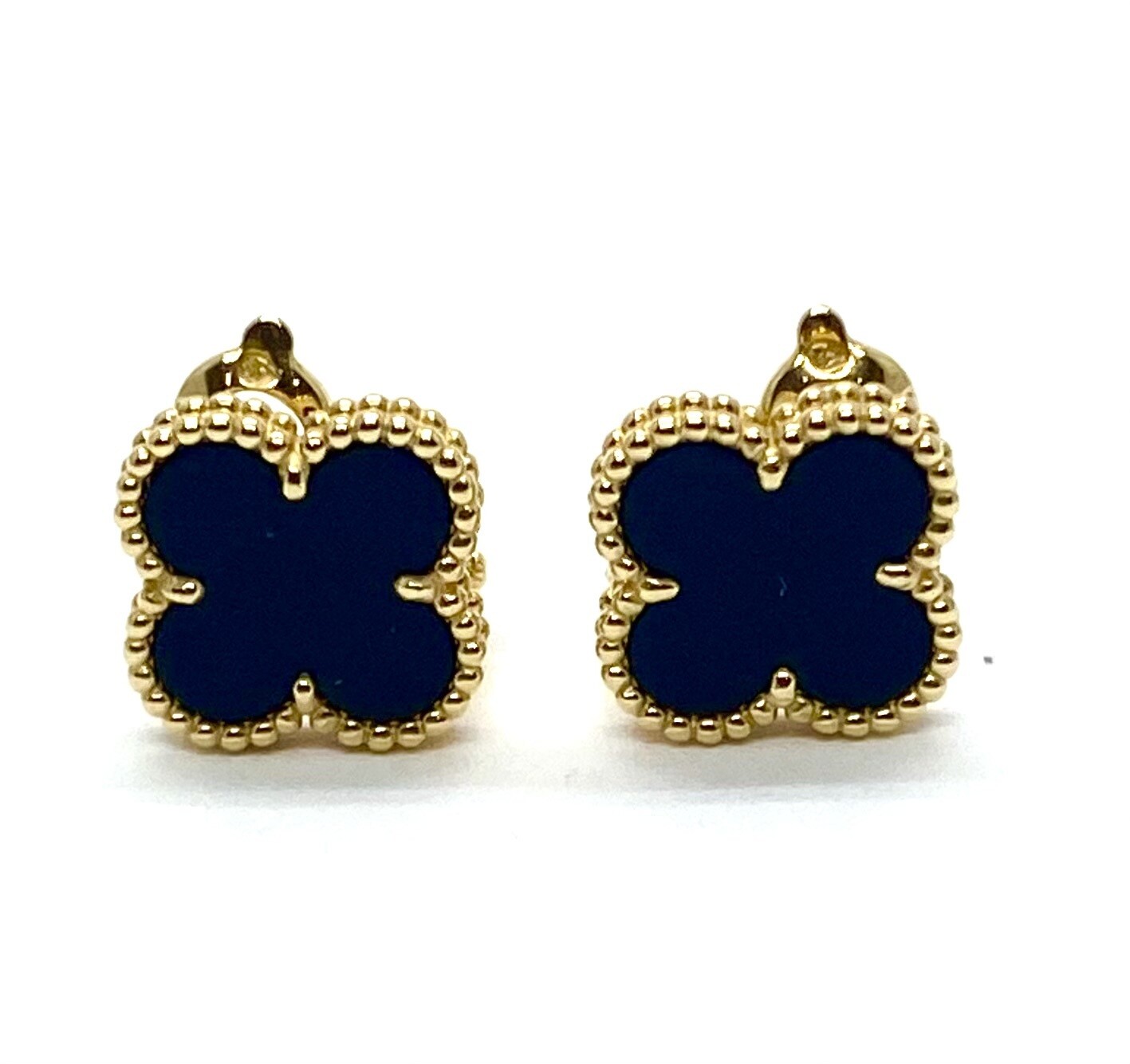 Van Cleef & Arpels Vintage Alhambra Black Onyx Yellow Gold Earrings VCA