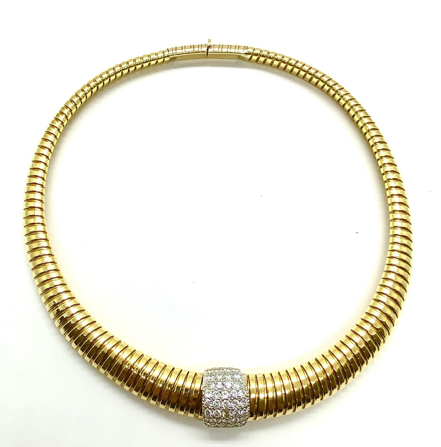 Vintage Yellow Gold Goose Neck Diamond Necklace