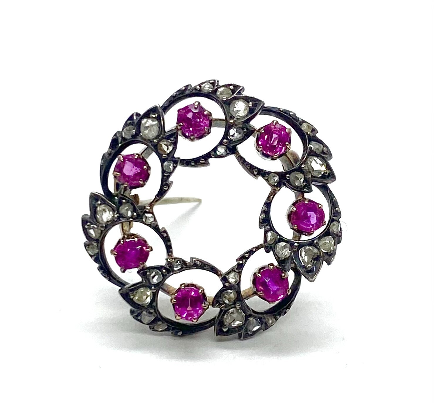 Edwardian Ruby and Diamond Brooch