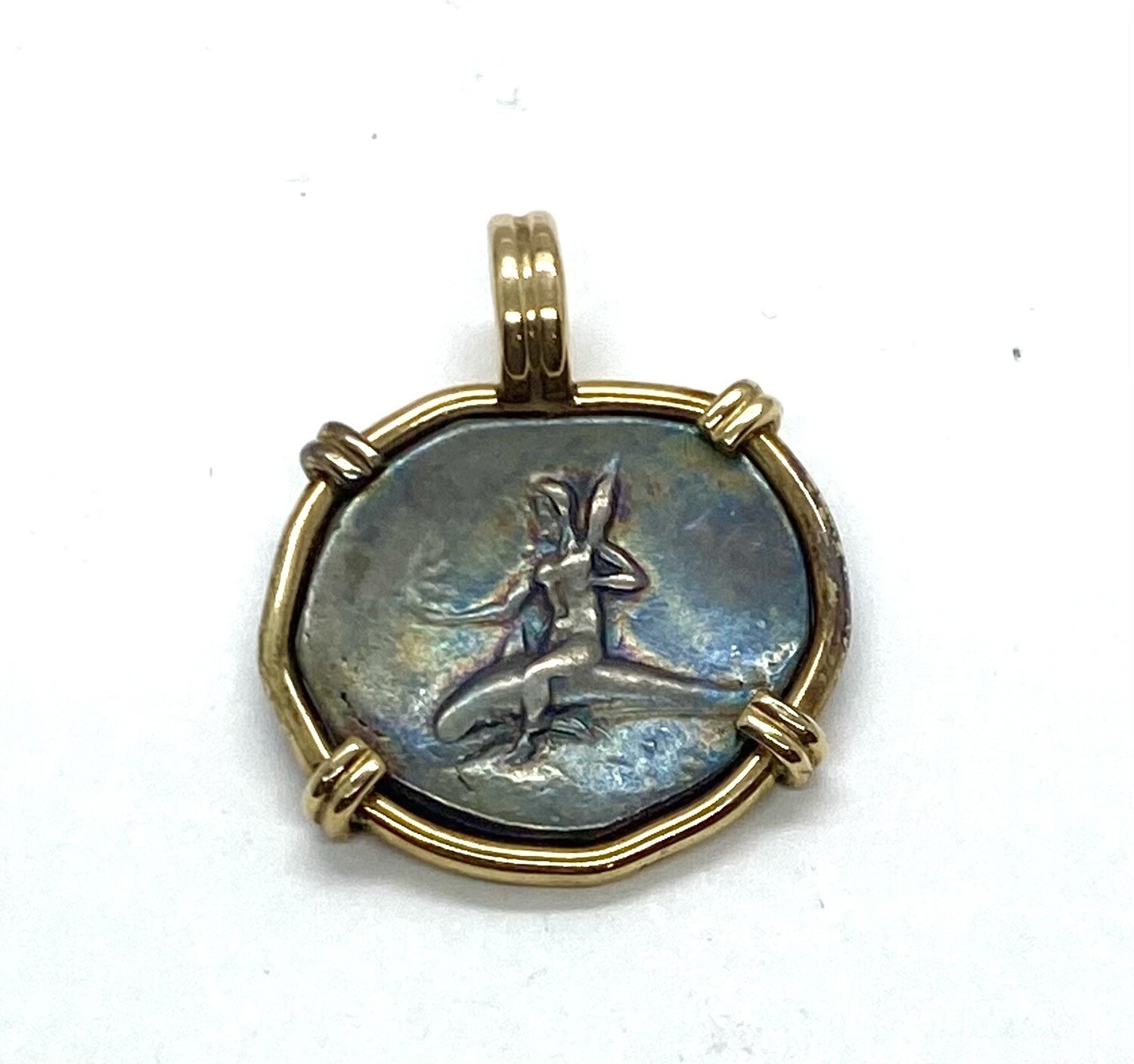 Ancient Greek Boy Taras on Dolphin and on Horseback circa 280 BC Pendant