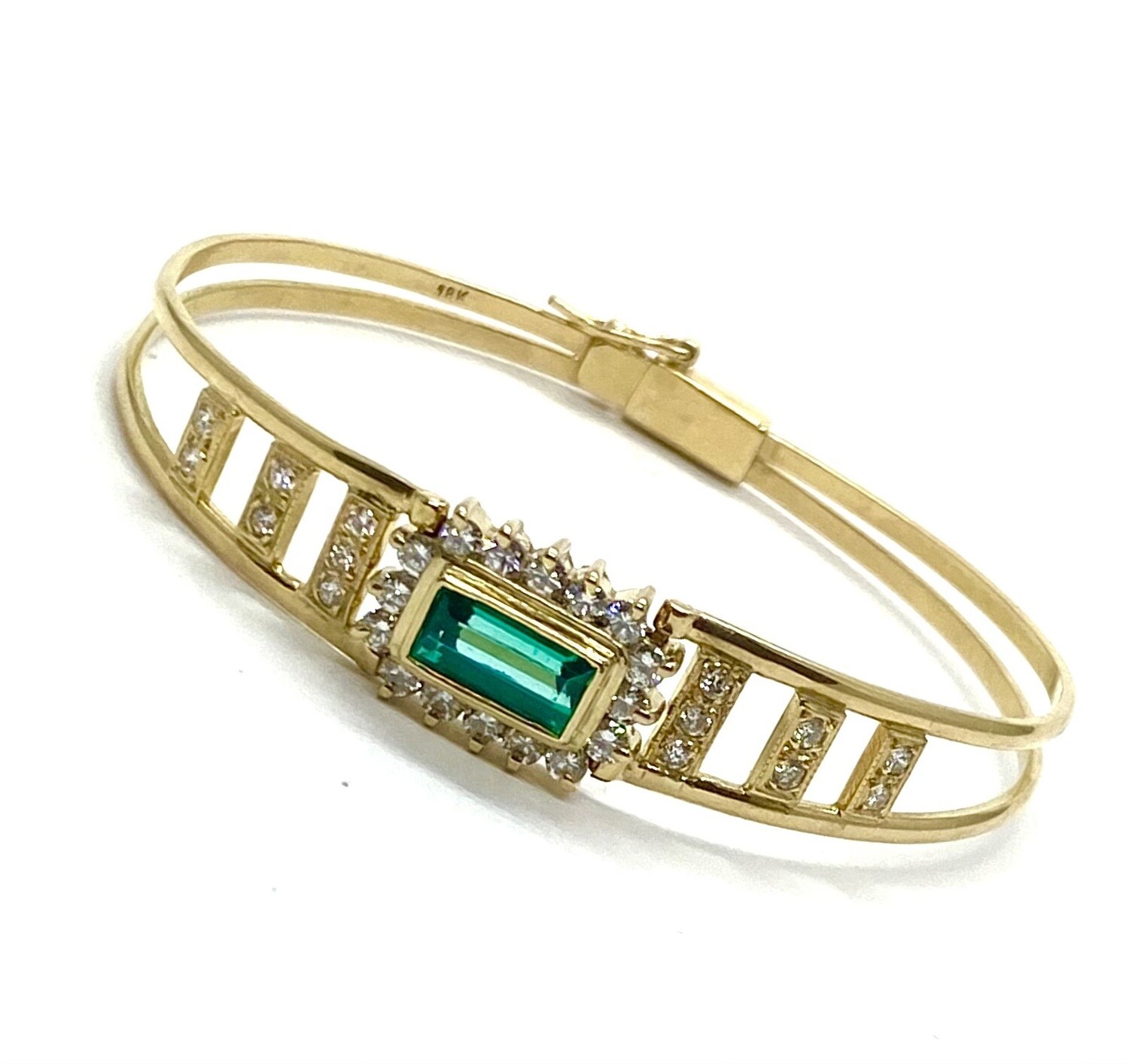Estate Emerald and Diamond Bangle