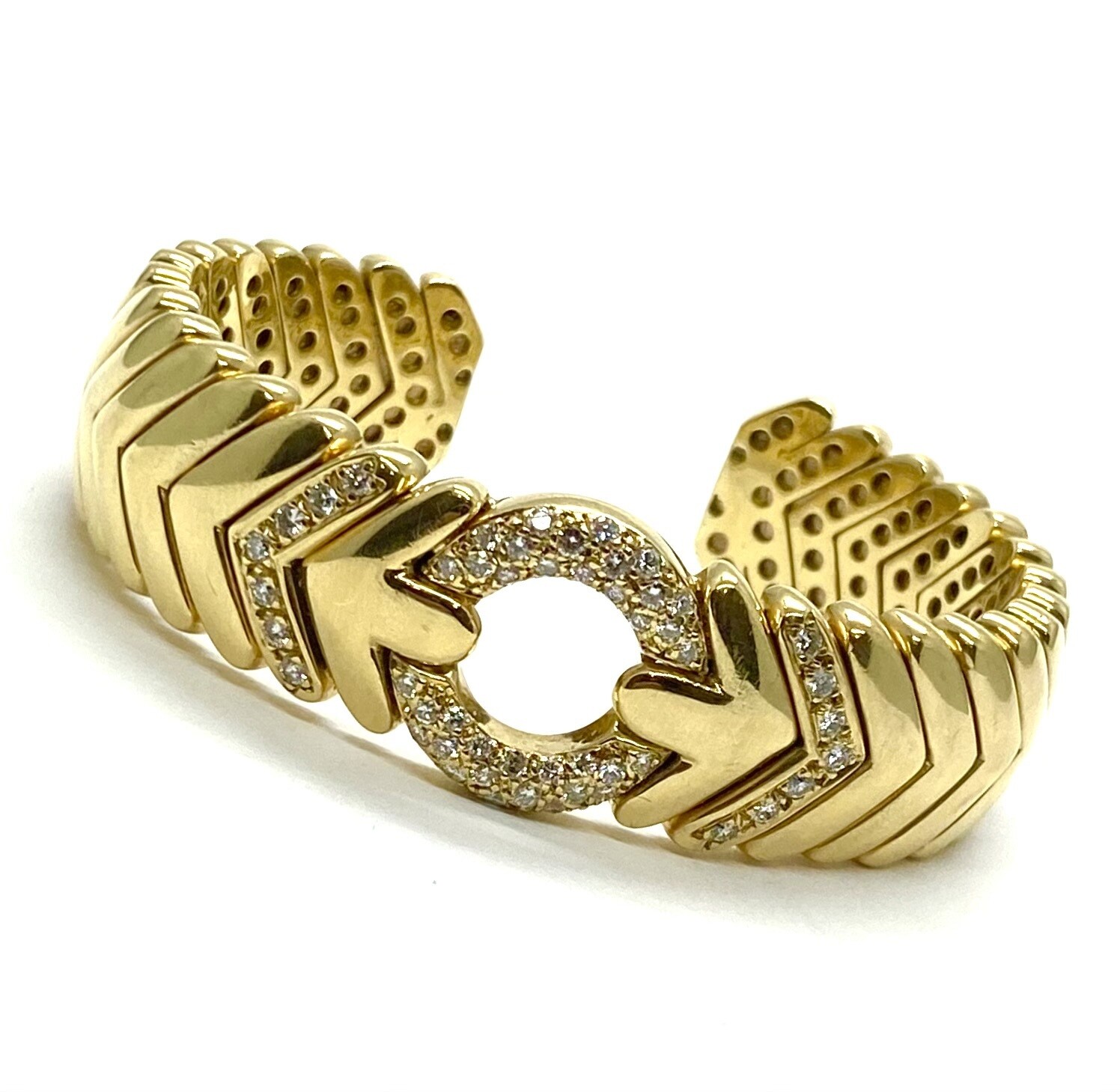 Flexible Yellow Gold and Diamond Cuff