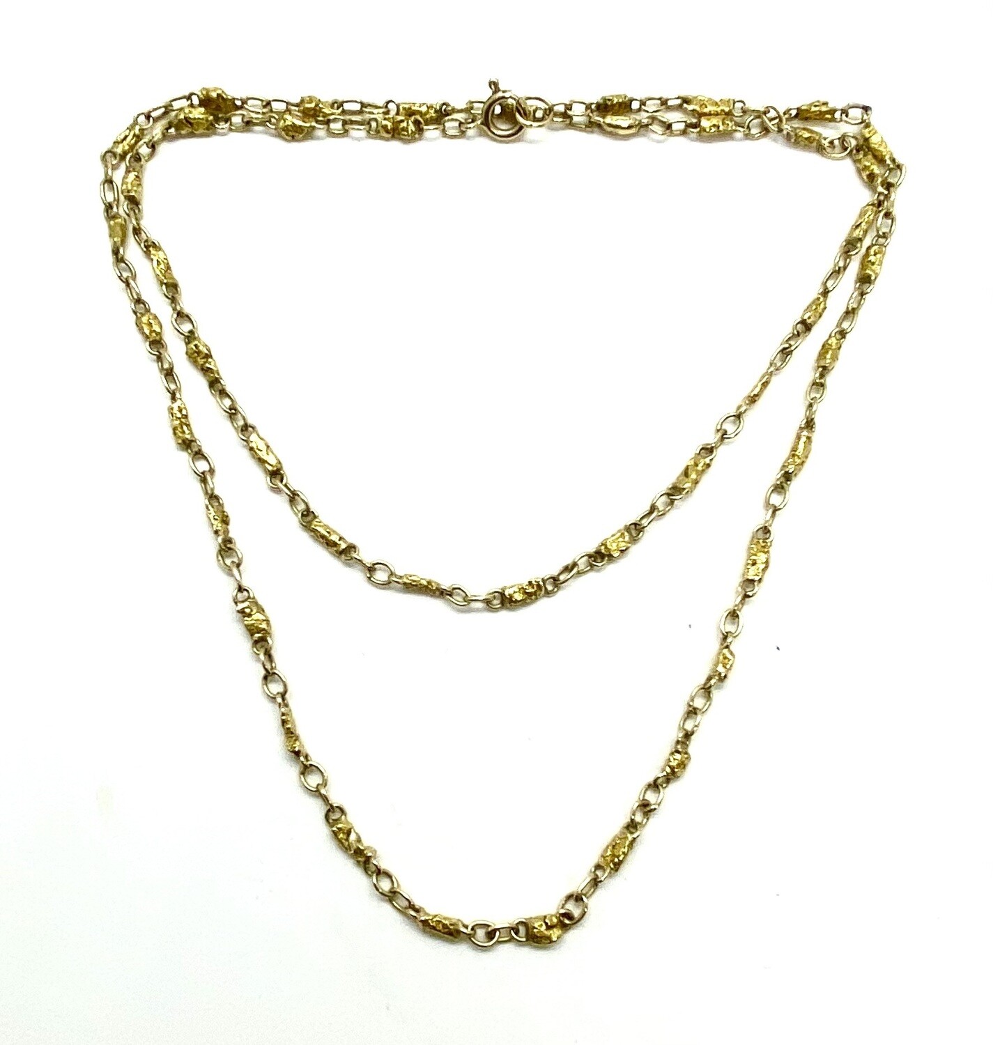Solid Yellow Gold Nugget Chain Necklace 22"