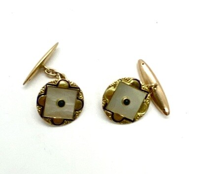 Vintage Mother of Pearl and Sapphire Cufflinks
