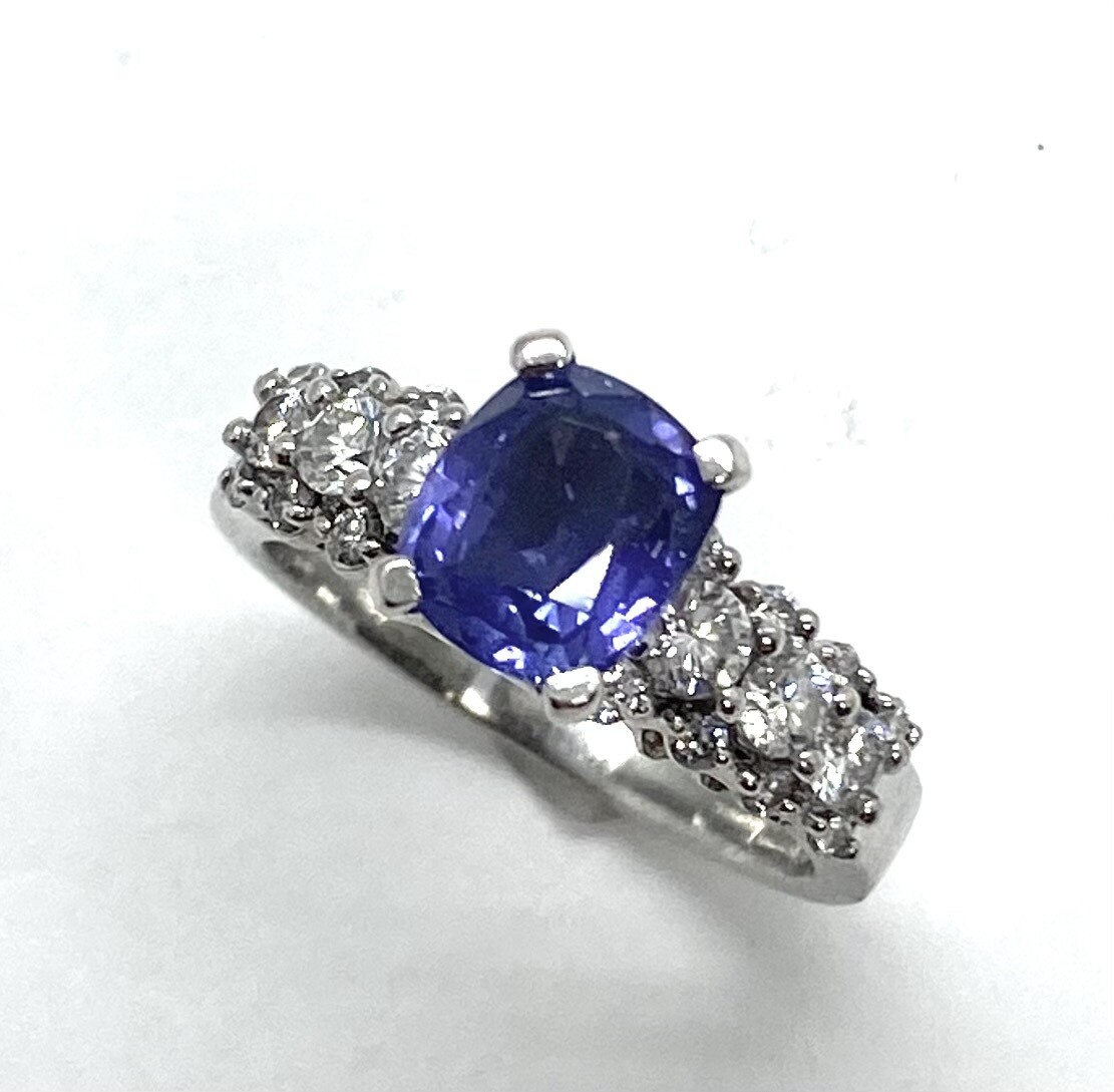 Platinum Sapphire and Diamond Ring