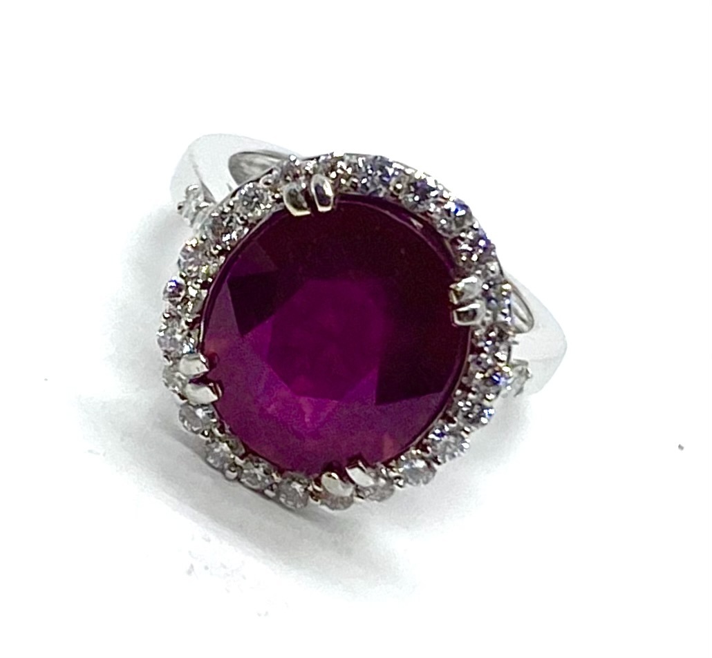Ruby and Diamond Ring in White Gold