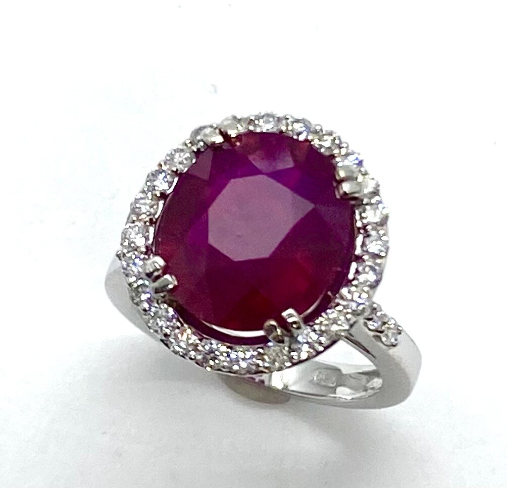 Ruby and Diamond Ring in White Gold