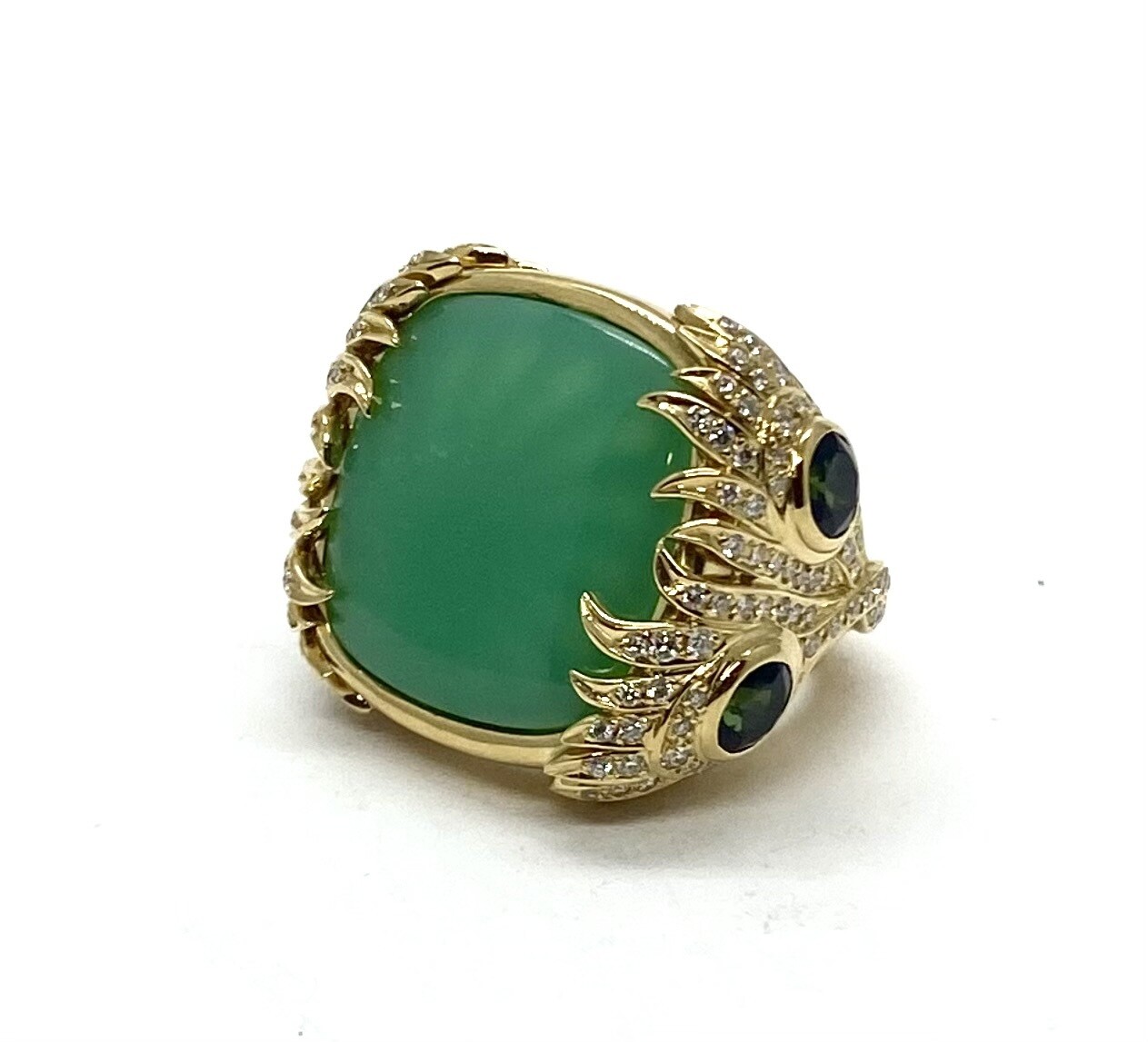 Carrera y Carrera Peacock Green Tourmaline and Diamond Ring