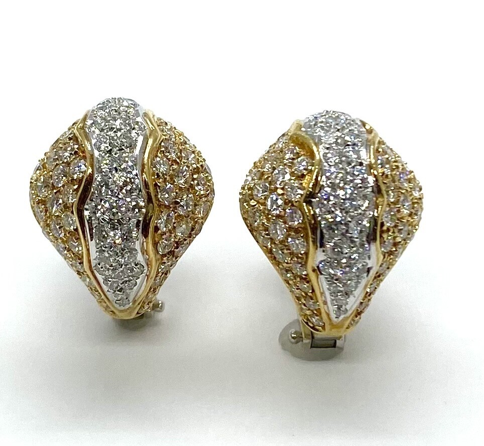 Estate Yellow Gold and Diamond Earrings