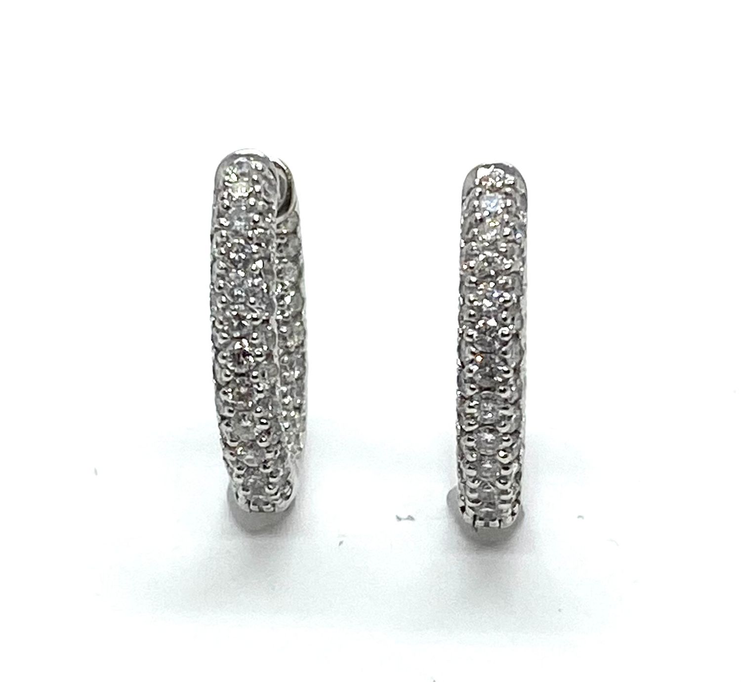 White Gold 18K Diamond Oval Hoop Earrings