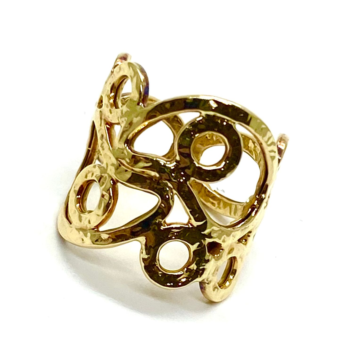 Yellow Gold 14K Freeform hammered Ring