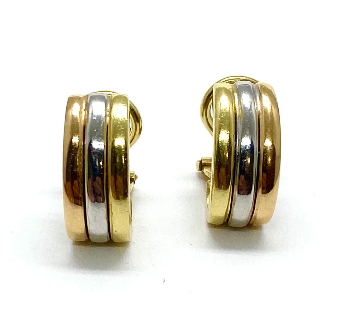 Estate Tri-color Gold Huggie Earrings