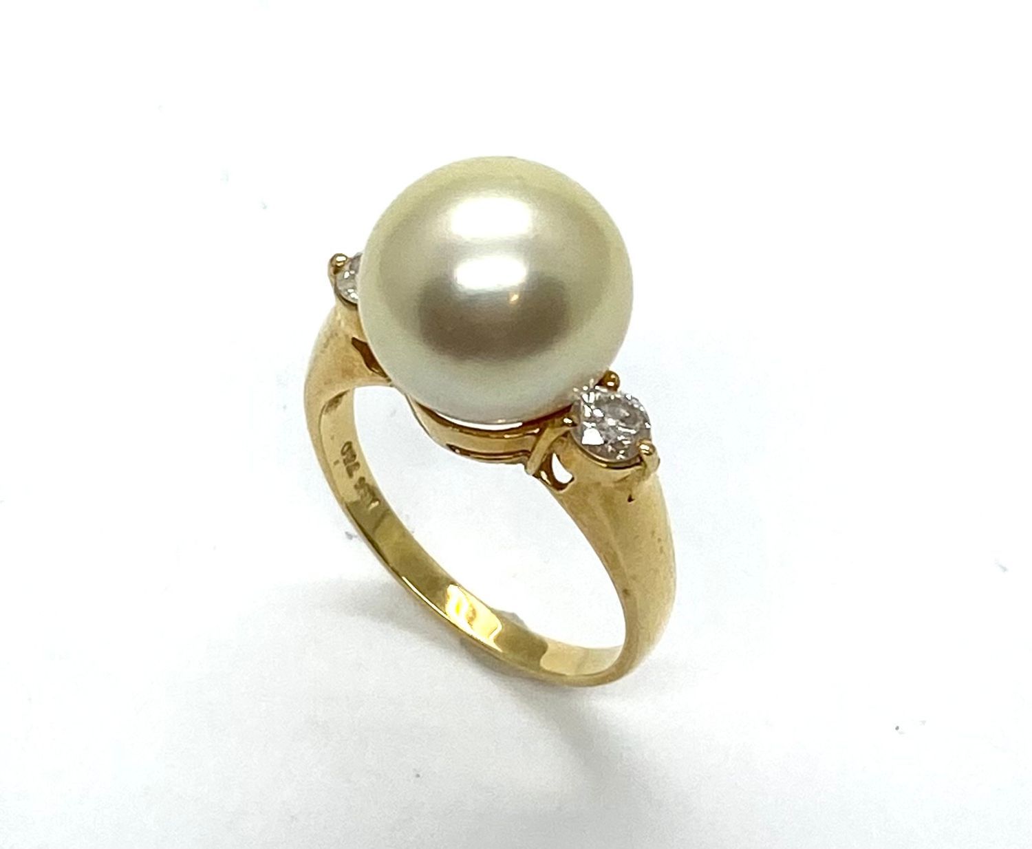 Estate South Sea Pearl and Diamond Ring