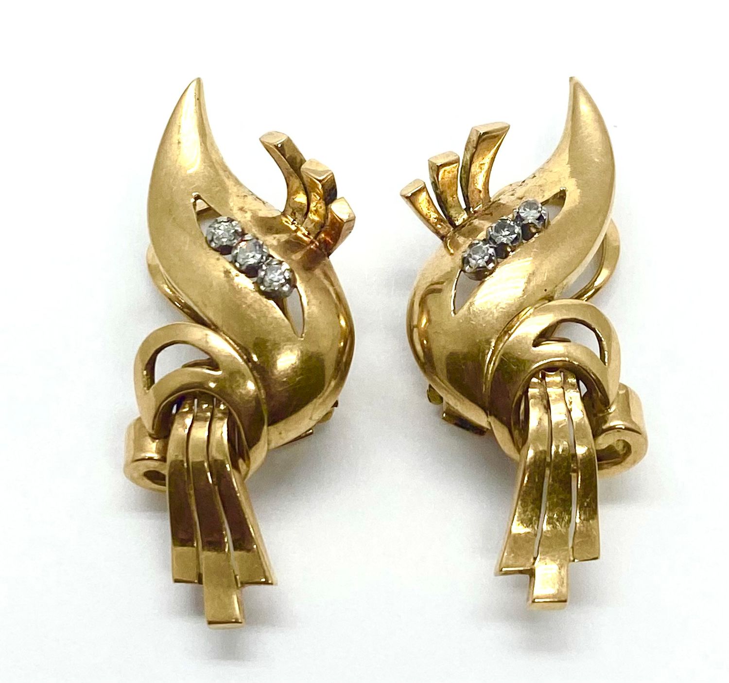 Retro Gold and Diamond Earrings